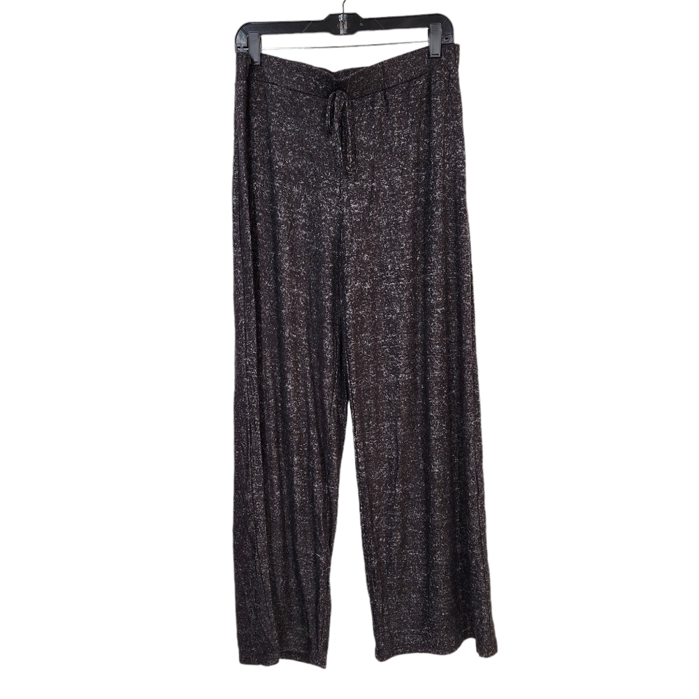C'est La Vie Women's Black Marled Wide Leg Pants - L
